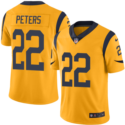 Nike Rams #22 Marcus Peters Gold Men's Stitched NFL Limited Rush Jersey - Click Image to Close